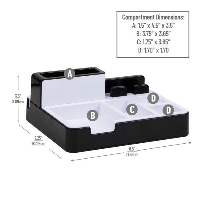 Desktop Organizer Charging Station, Accessory Storage, Workspace, Office, 8.5...