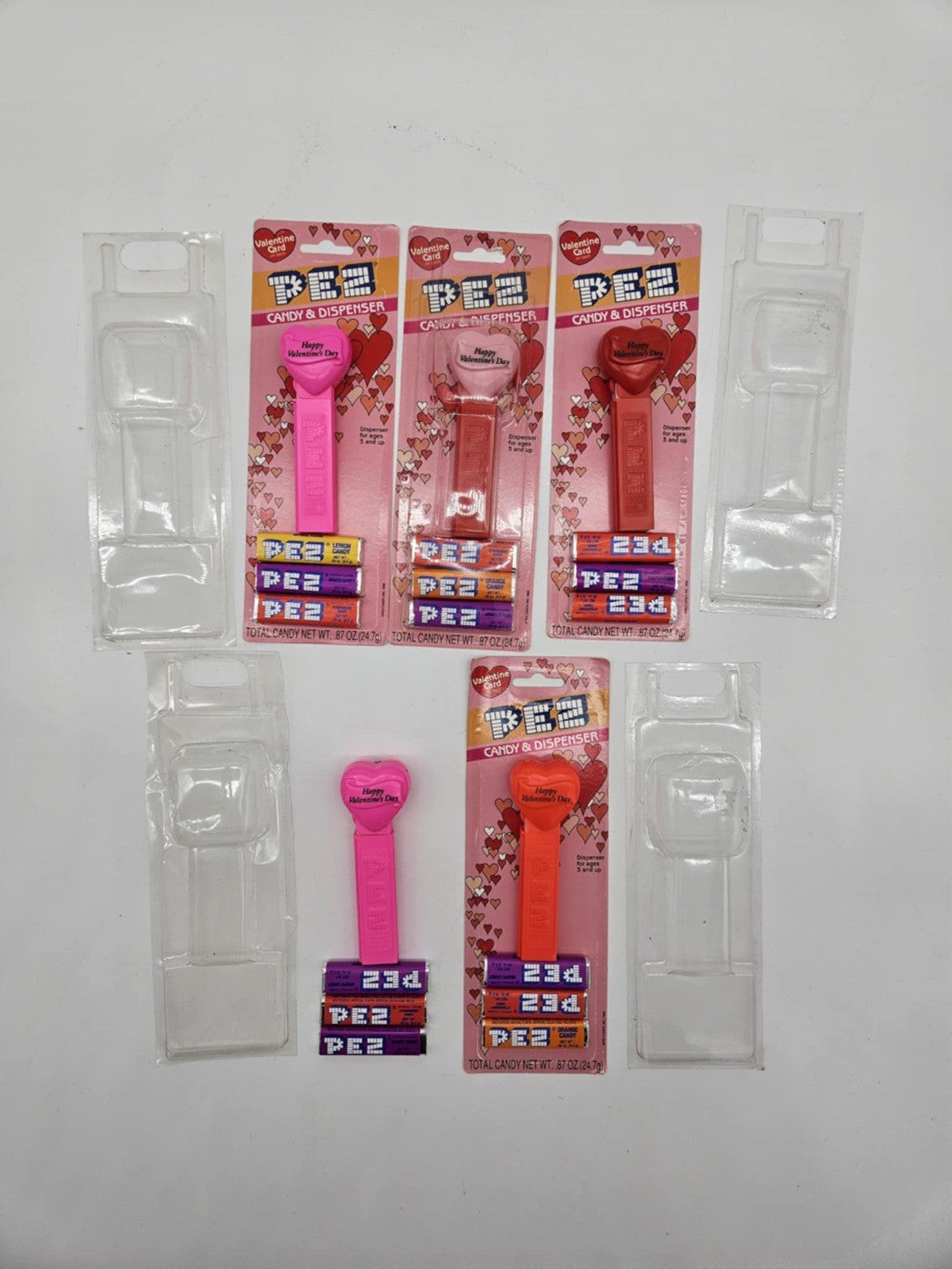 Transparent  Valentine's Day Heart Pink Be Mine Pez Candy Dispenser lot of 3