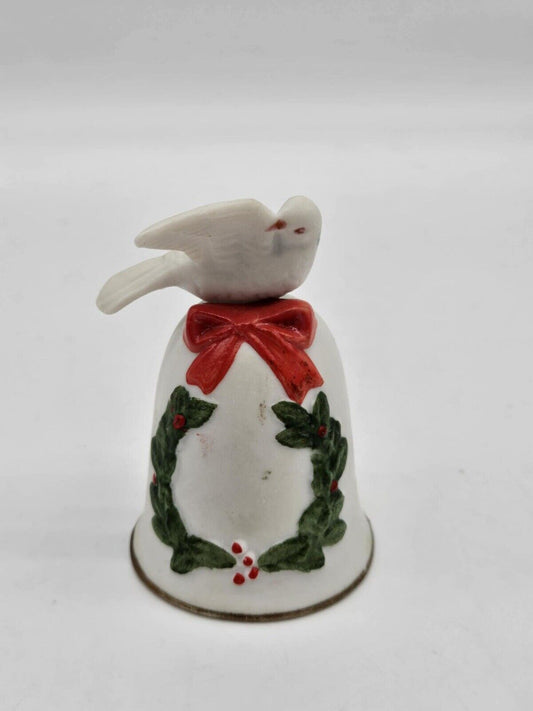 Vintage Dept. 56 Porcelain Turtle Dove Ceramic Holiday Bell