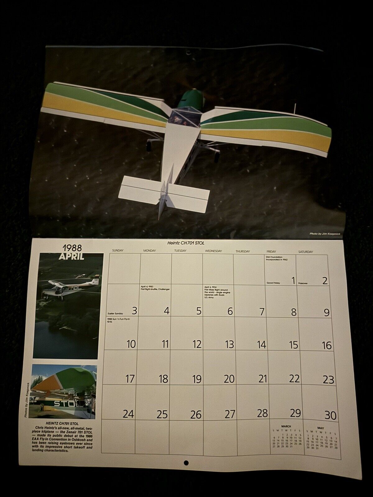 Vintage 1988 “The Spirit of Flight” EAA Calendar