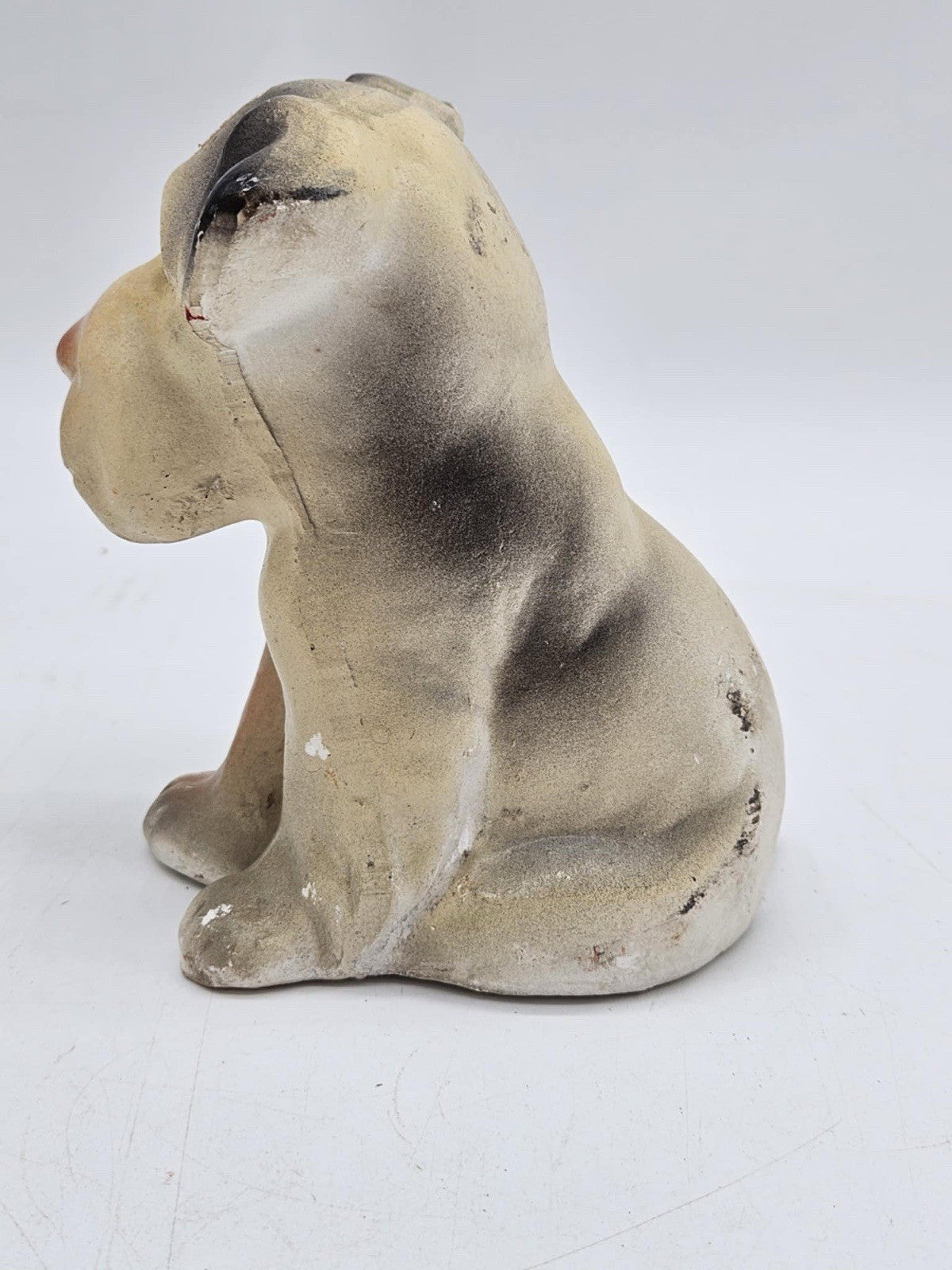 Vintage 1920s or 30s Carnival Chalkware Dog 5.5” Tall  Carnival prize Dog