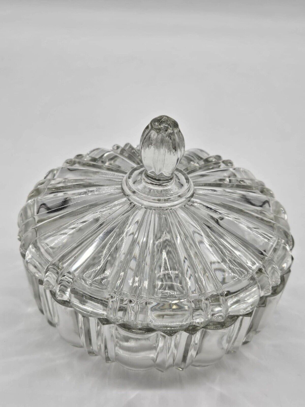 Vintage Anchor Hocking Clear Glass Spider Web Old Cafe Lidded Candy Nut Dish