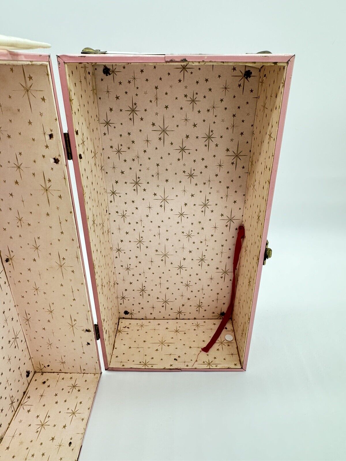 Vintage ATCO Pink Metal Large Doll Wardrobe Clothing Trunk Carrying Case 10”x 6"