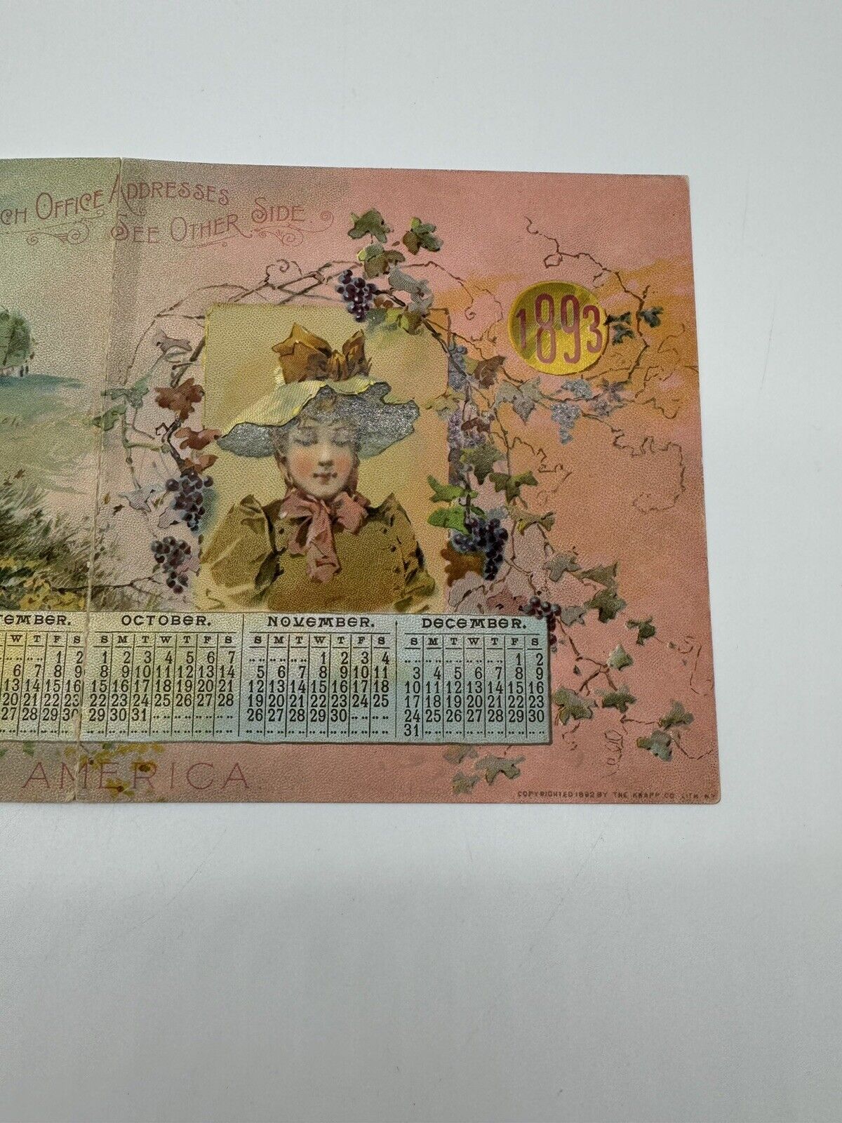 Antique VTG 1893 Calendar - THE METROPOLITAN LIFE INSURANCE CO  **MINT**