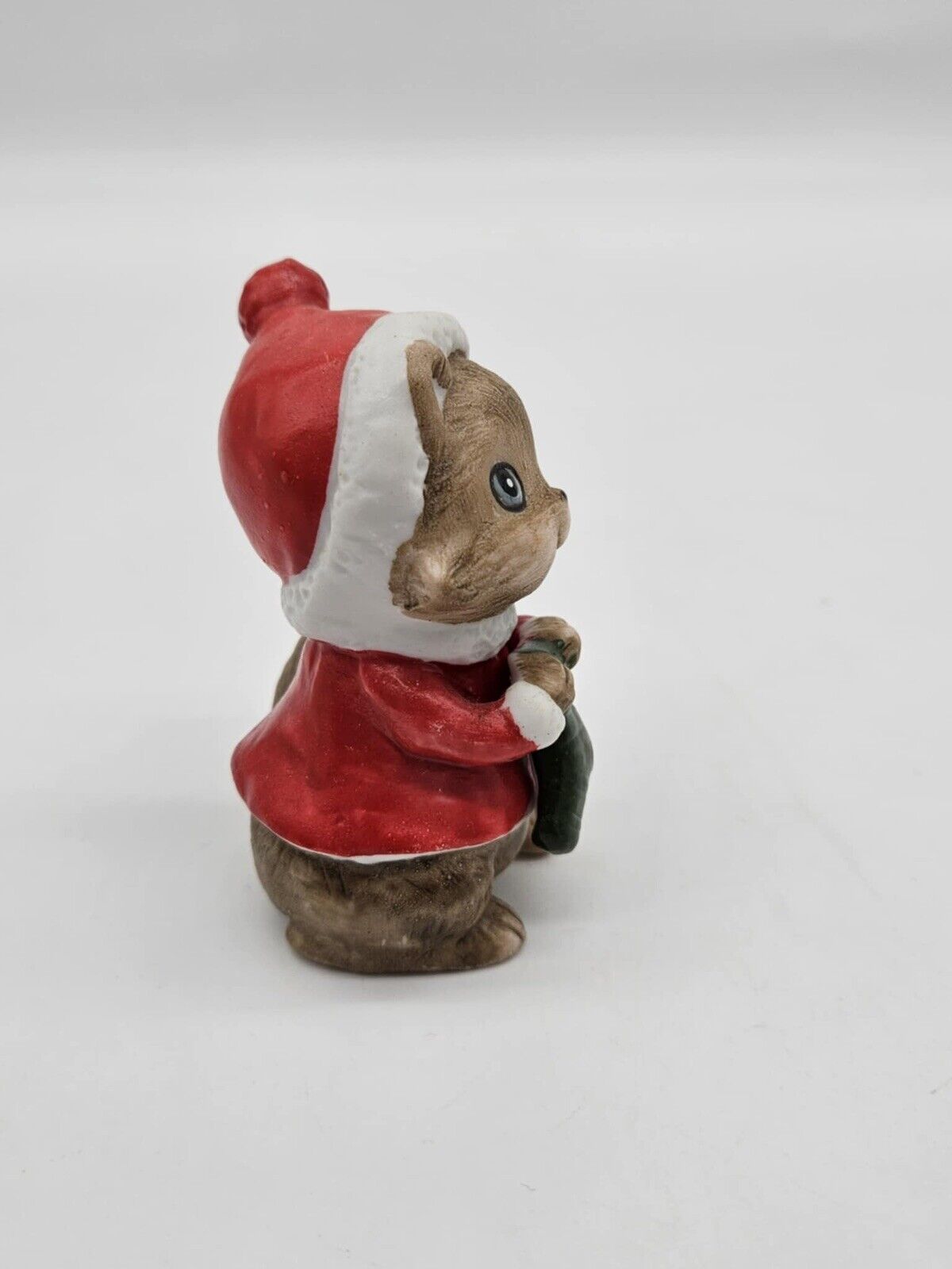 Vintage Brown Boy Chipmunks in Santa Suit Holding Green Christmas Stock