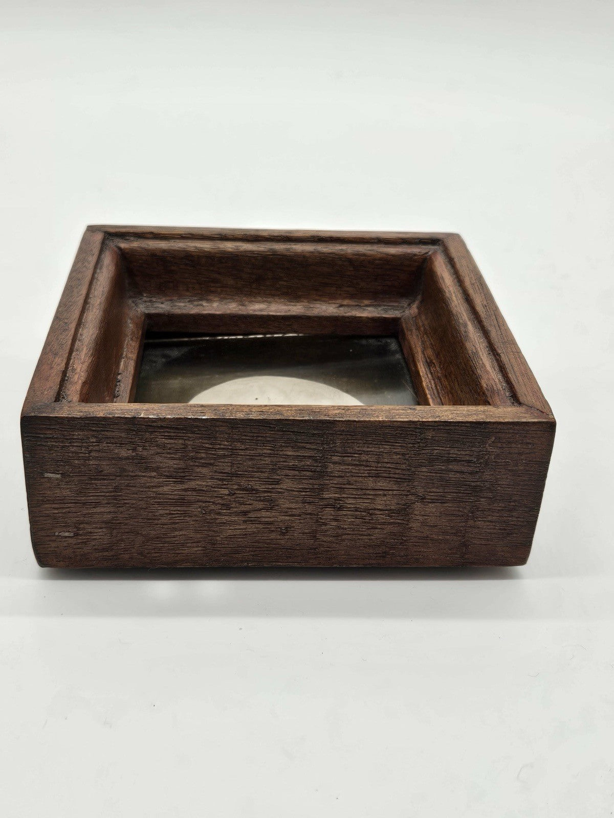 Vtg Sand Dollar Shadow Box Art Wood Frame Beach Nautical Seashell 70s Brown