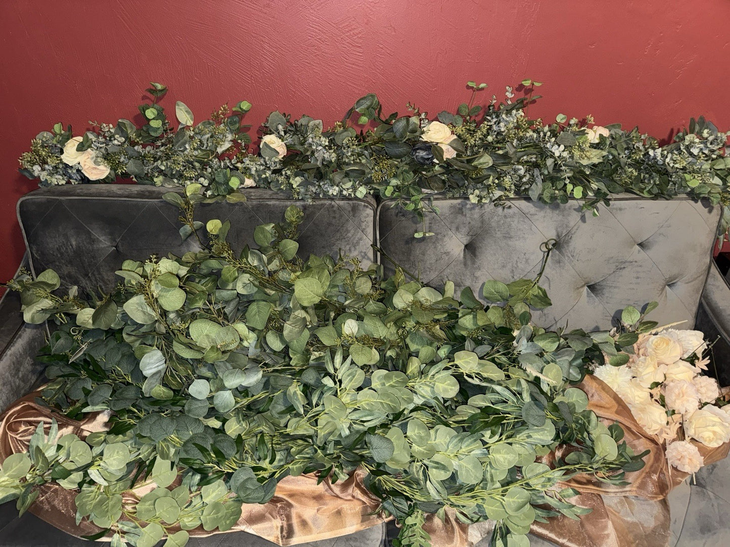Wedding/Event Greenery Lot – 132+ Feet of Garland with Accent Florals