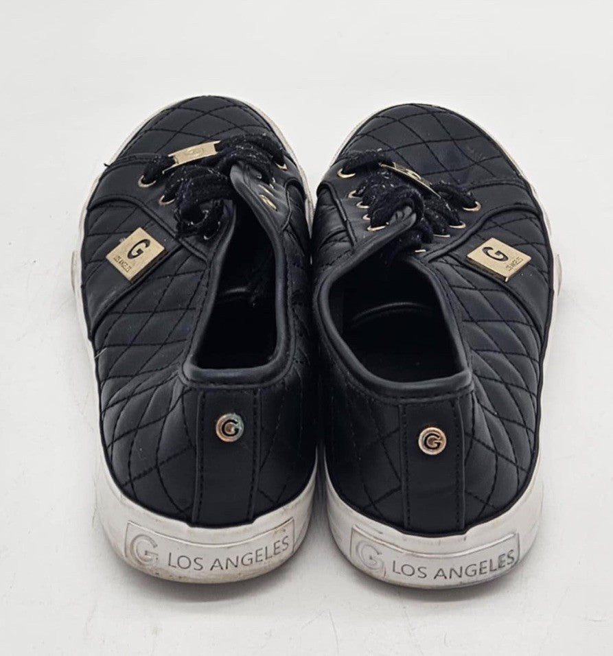 G by Guess Women's Backer2 Low Top Quilted Leather Sneakers, Black, 8.5 M