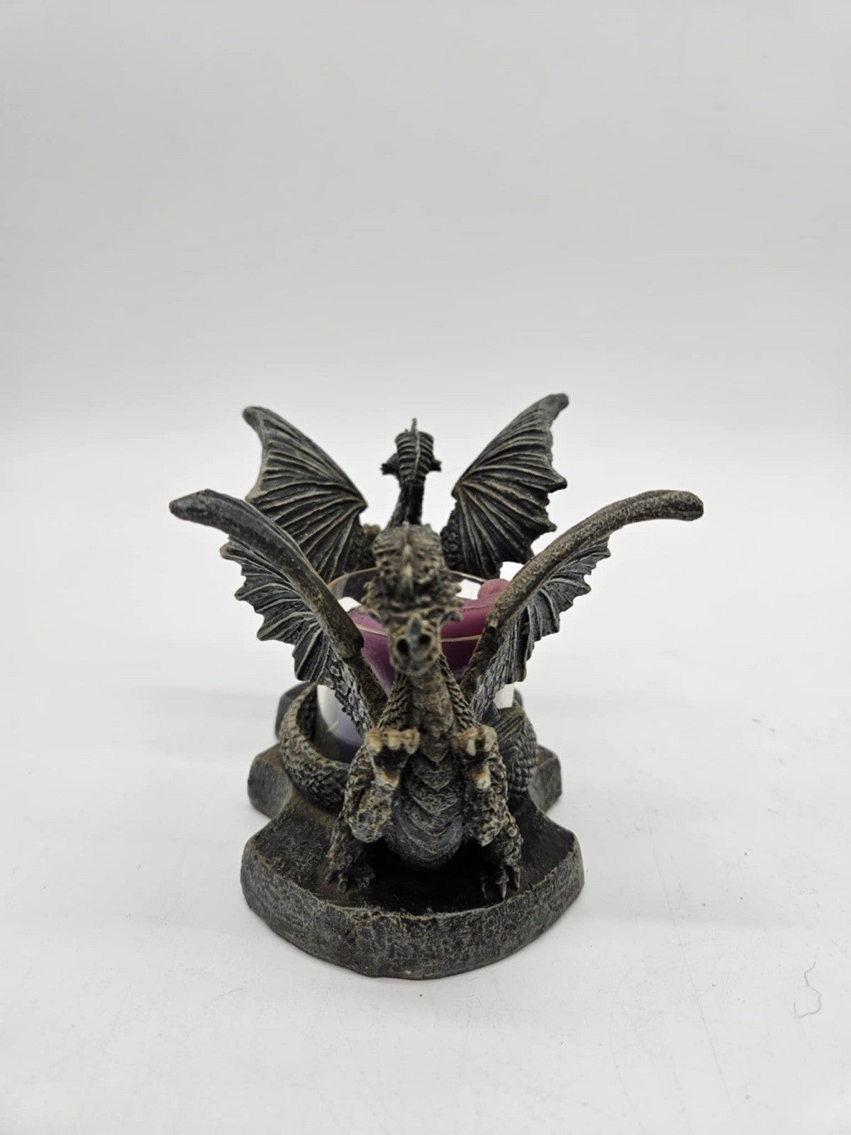 Medieval Dual Winged Dragon Votive Candle Incense Holder Resin