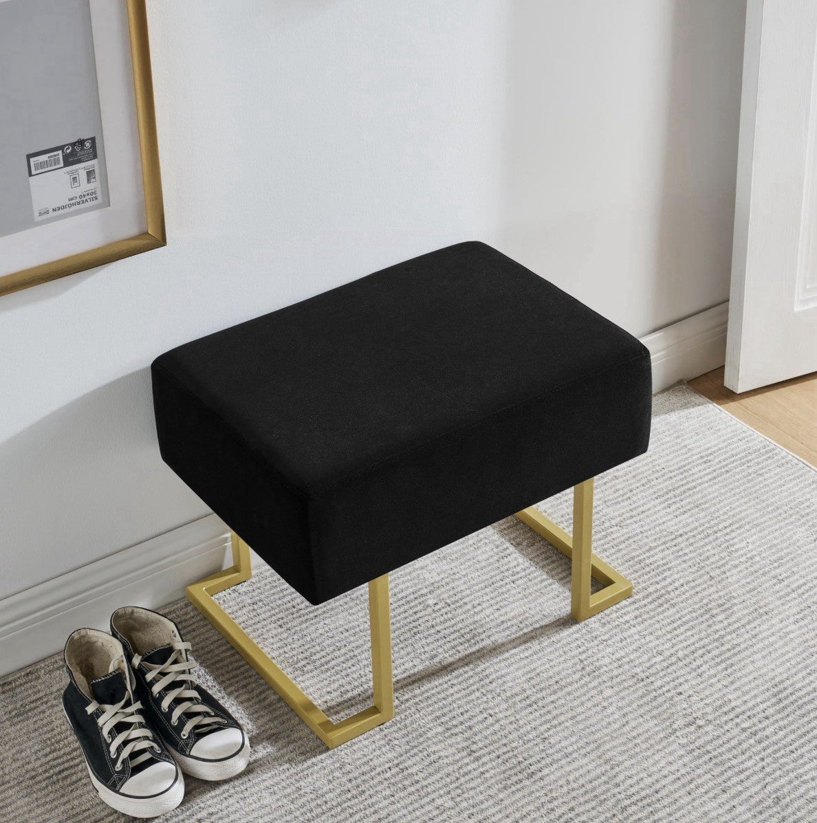 Modern Style Bedroom Single Seat Bench, Cushioned Bed end Stool ~ DEEP GREEN