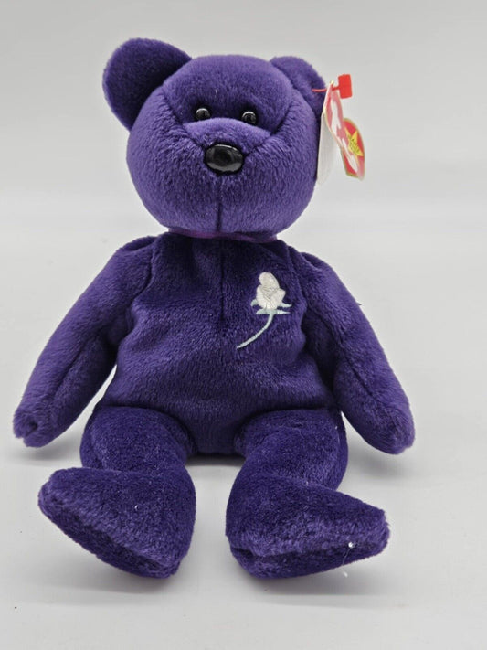 Vintage Collectible Ty Beanie Baby Princess Diana Purple Bear