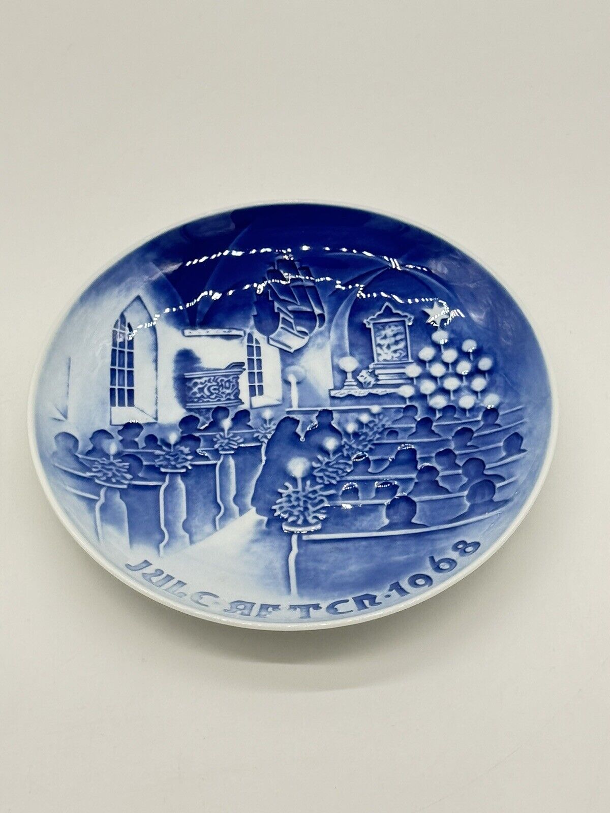 TWO 1969 Royal Copenhagen Christmas in Church Plate I Kirke Juleaften