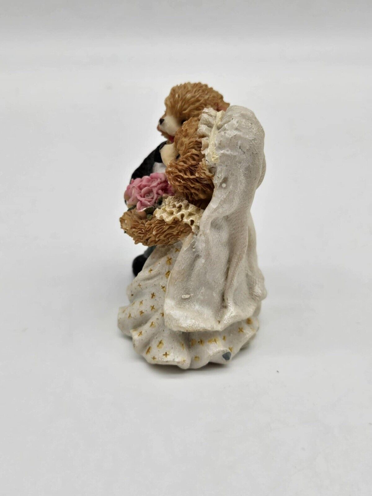 Vintage Happy Teddy Bears Wedding Topper Couple Cute Pink Roses