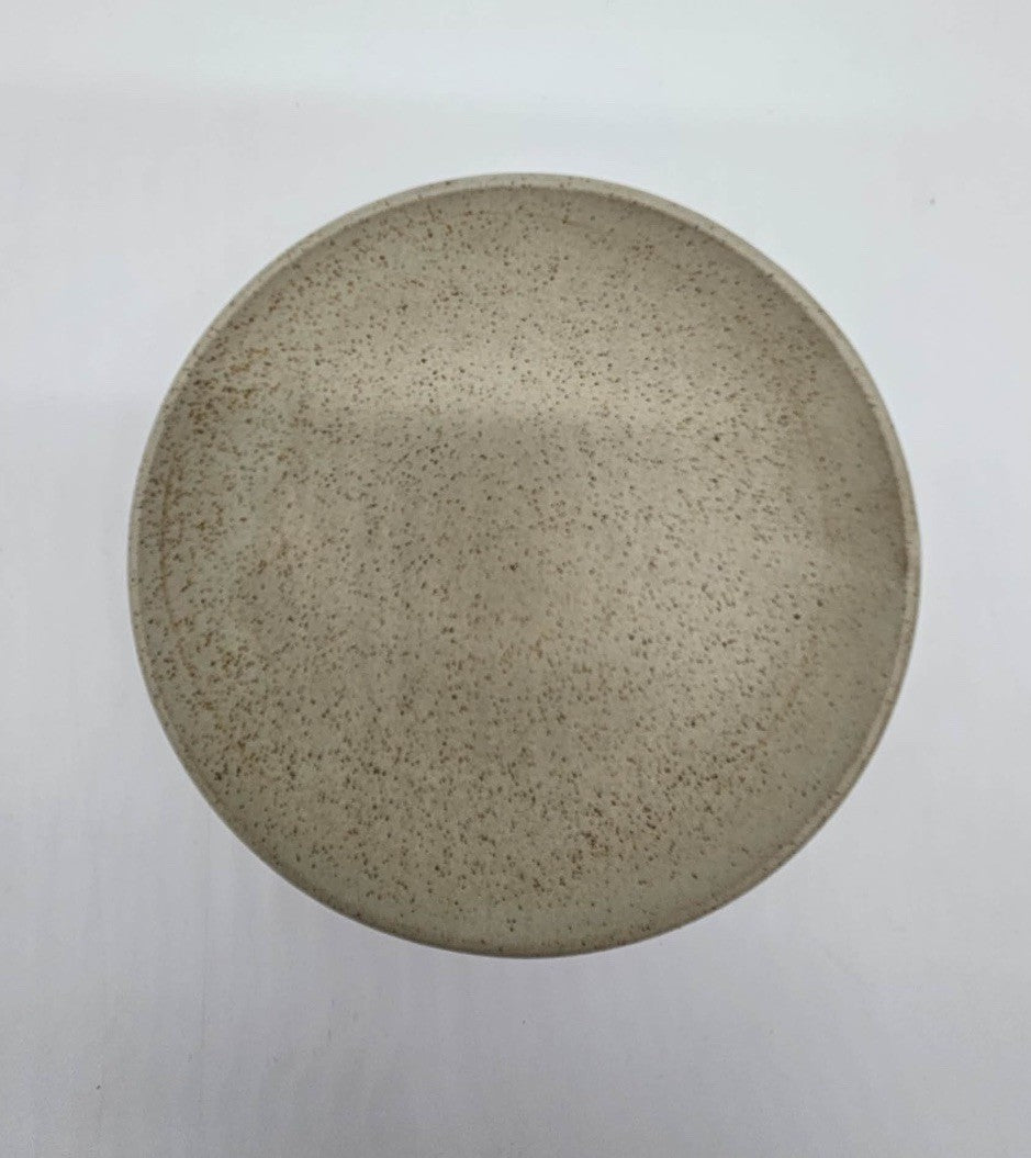 Vintage Speckled Stoneware Plate Tan Beige Pottery No Maker Mark