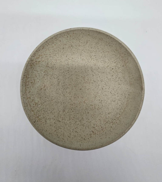 Vintage Speckled Stoneware Plate Tan Beige Pottery No Maker Mark
