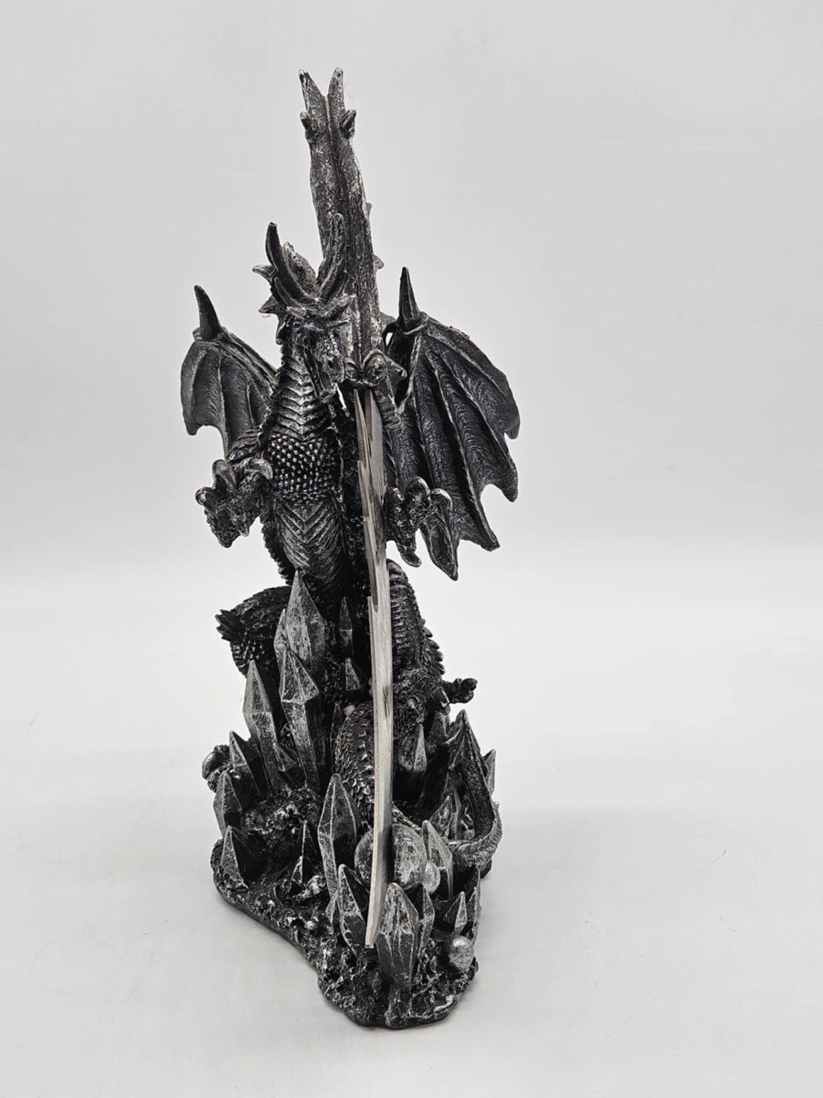 Large Dreamwork Fantasy Obsidian Dragon Statue With Fire Dagger Letter Opener
