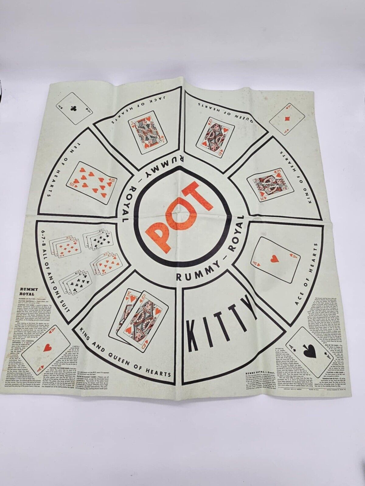 Vintage 1960's Whitman Publishing Company Rummy Royal Mat Game Sheet in Box 4713