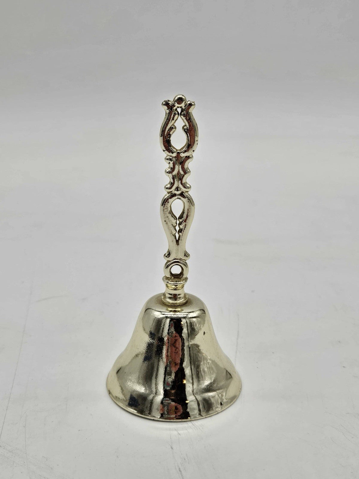 Vintage Brass Hand Bell Ornate Handle Classic School Dinner Bell