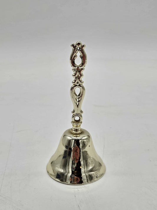 Vintage Brass Hand Bell Ornate Handle Classic School Dinner Bell