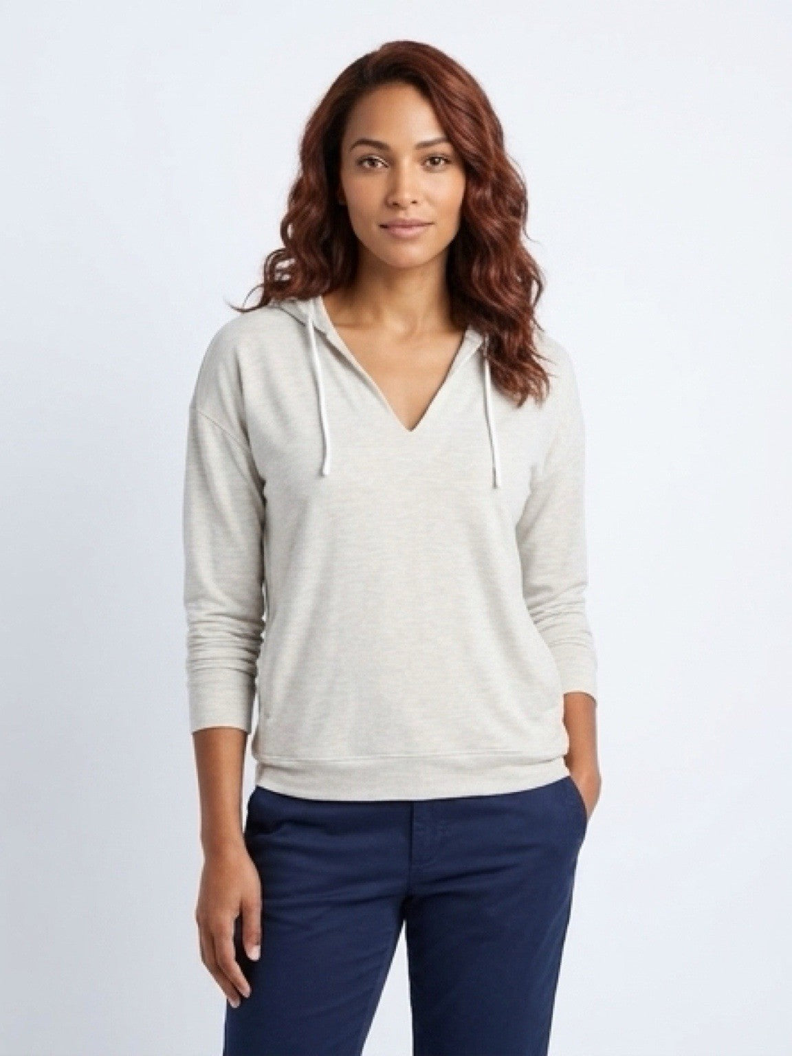 Vineyard Vines Women’s Hoodie Lightweight V-Neck Pullover Beige Size M