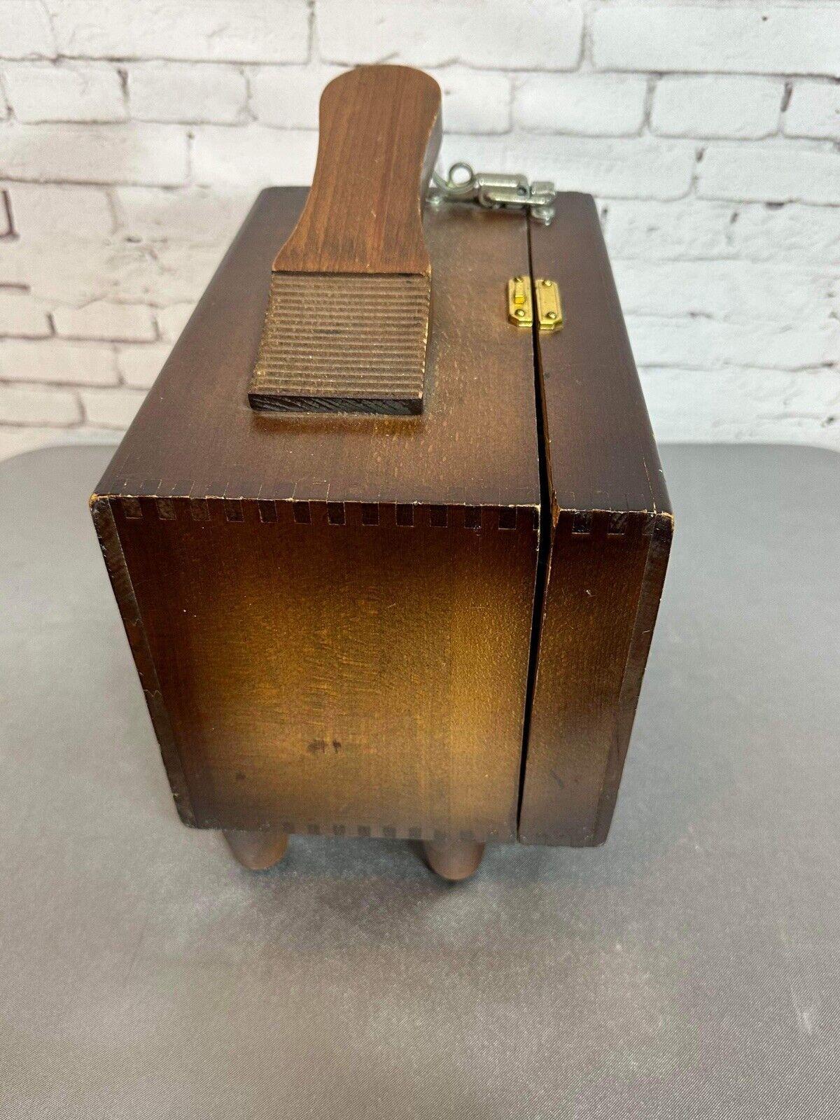 Vintage Esquire Shoe Care Chest Wooden Shoe Shine Carry Box W/ Shining Materials