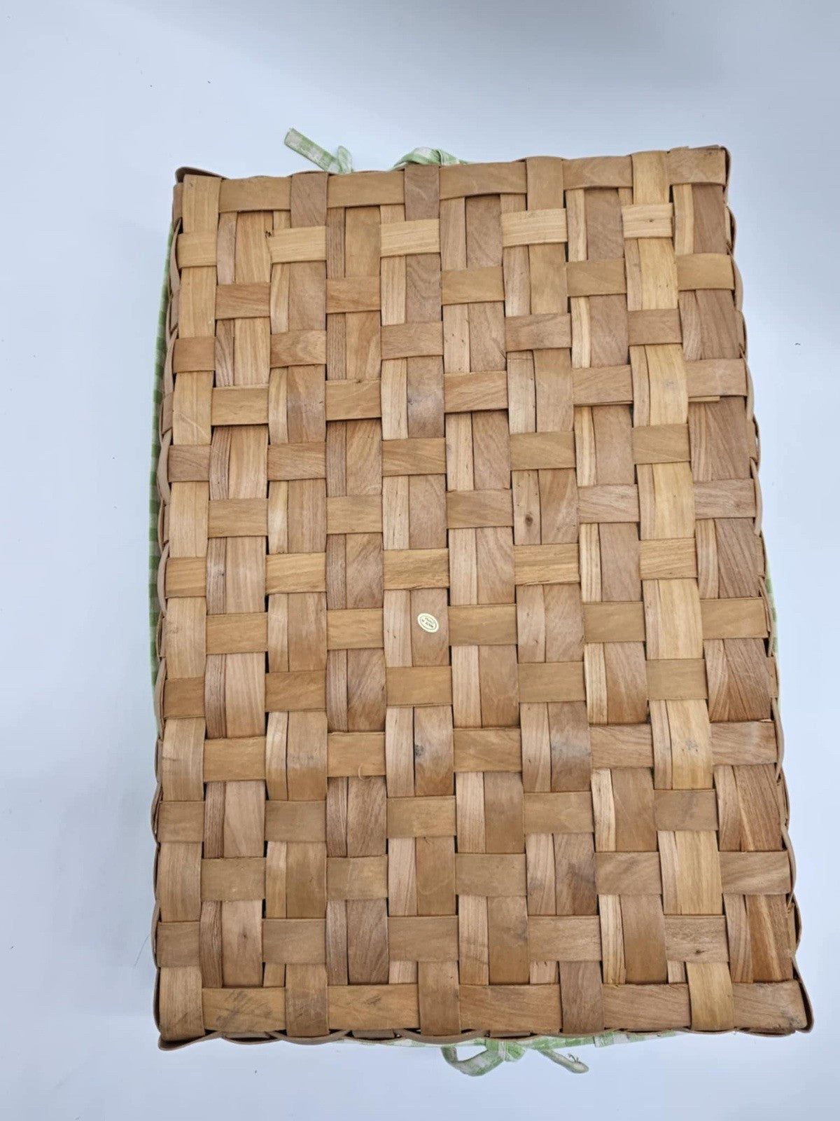 Grand Country Woven Collection Gathering Bread Basket Fabric Liner Wood Handles