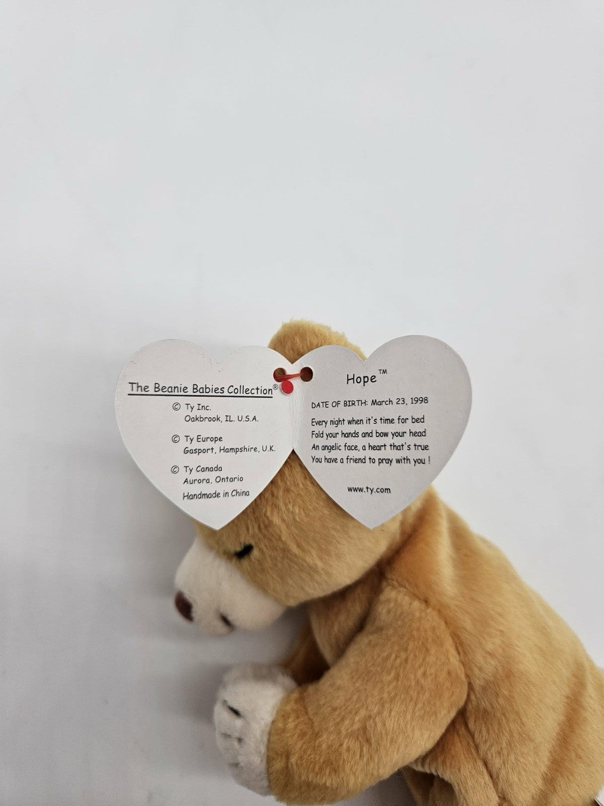 Ty Beanie Praying Bear Hope - 1998