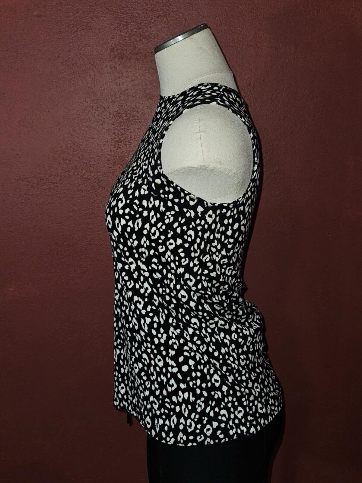 NEW 9 West Soft Spun Black & White Print Tank Top Cotton Blend Sz XS