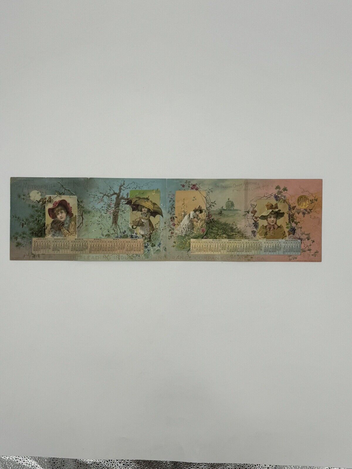 Antique VTG 1893 Calendar - THE METROPOLITAN LIFE INSURANCE CO  **MINT**