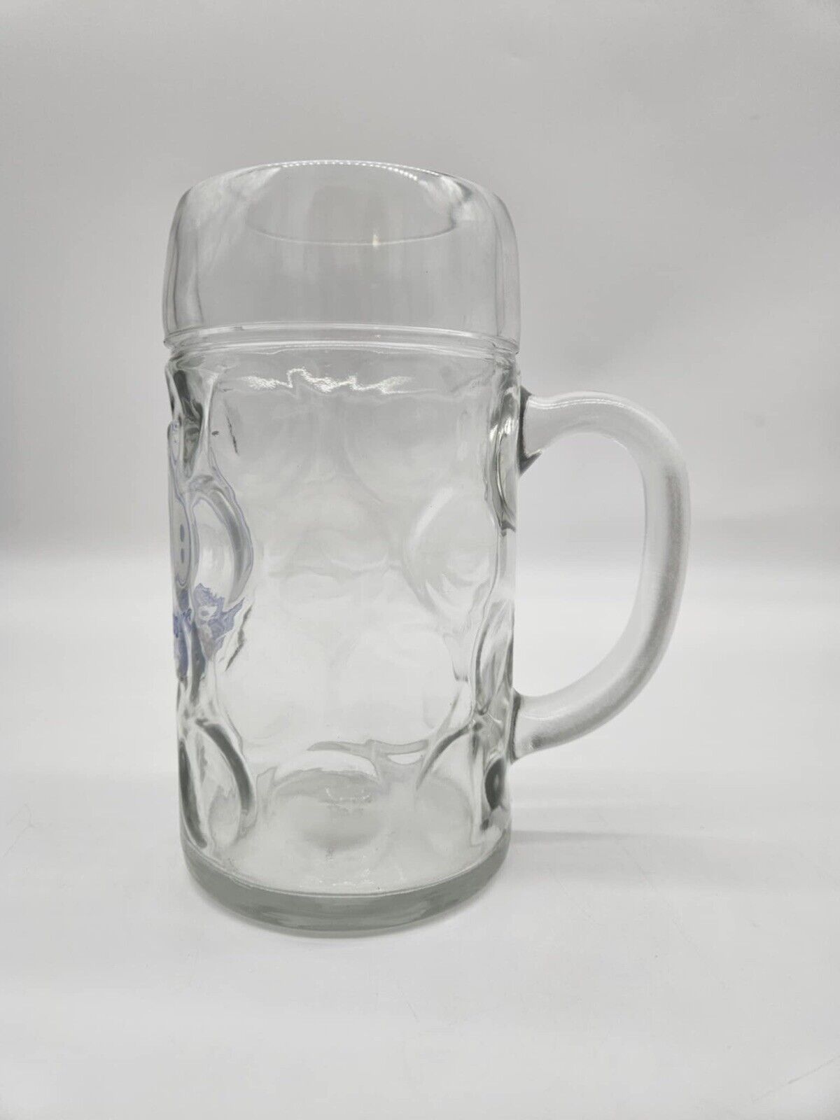 Hofbrauhaus Munchen White Label Dimpled Beer Bier Glass Mug Stein 1 Liter