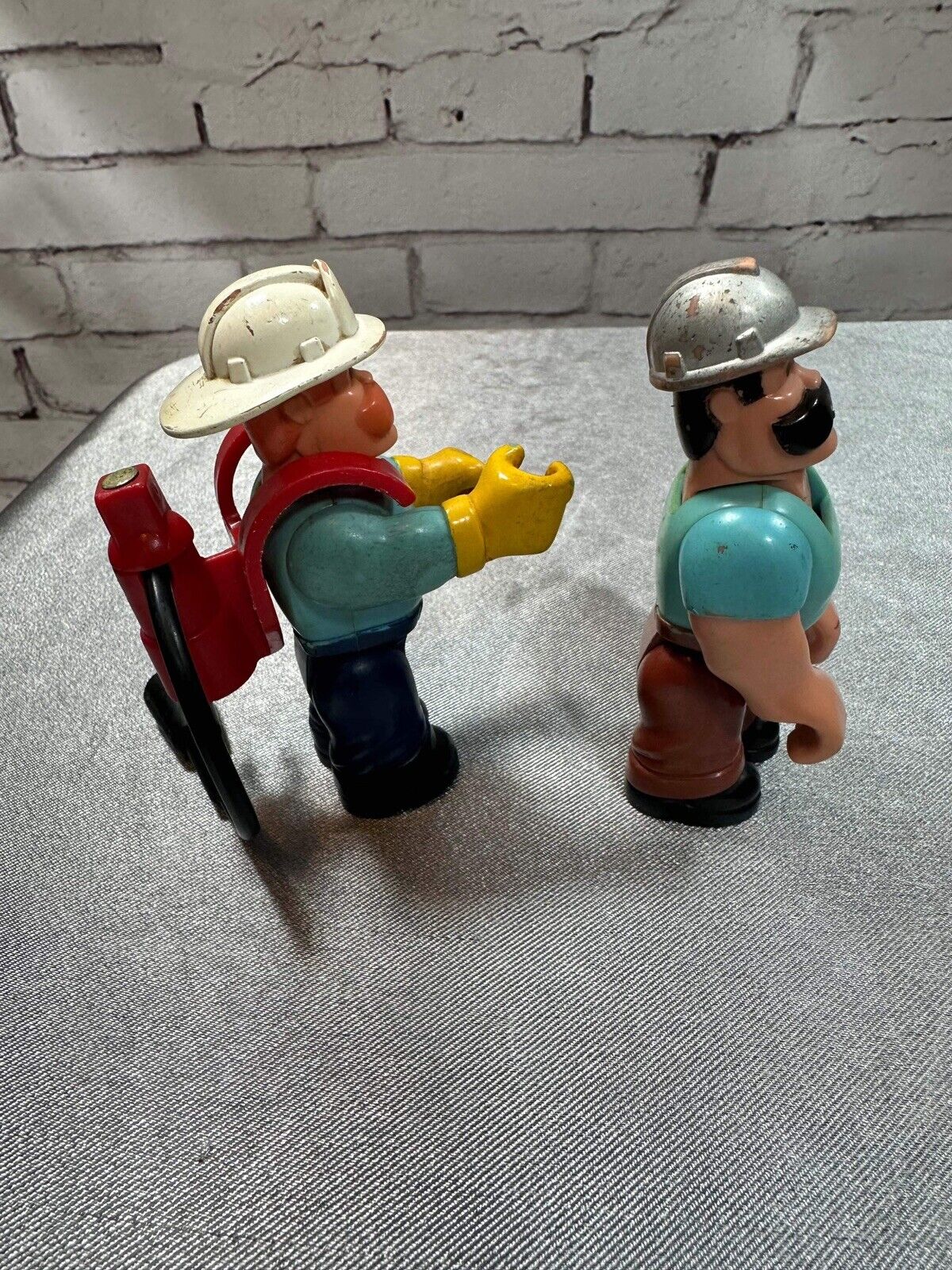 Vintage 1977 Fisher Price Husky Helpers firefighter  construction worker figures