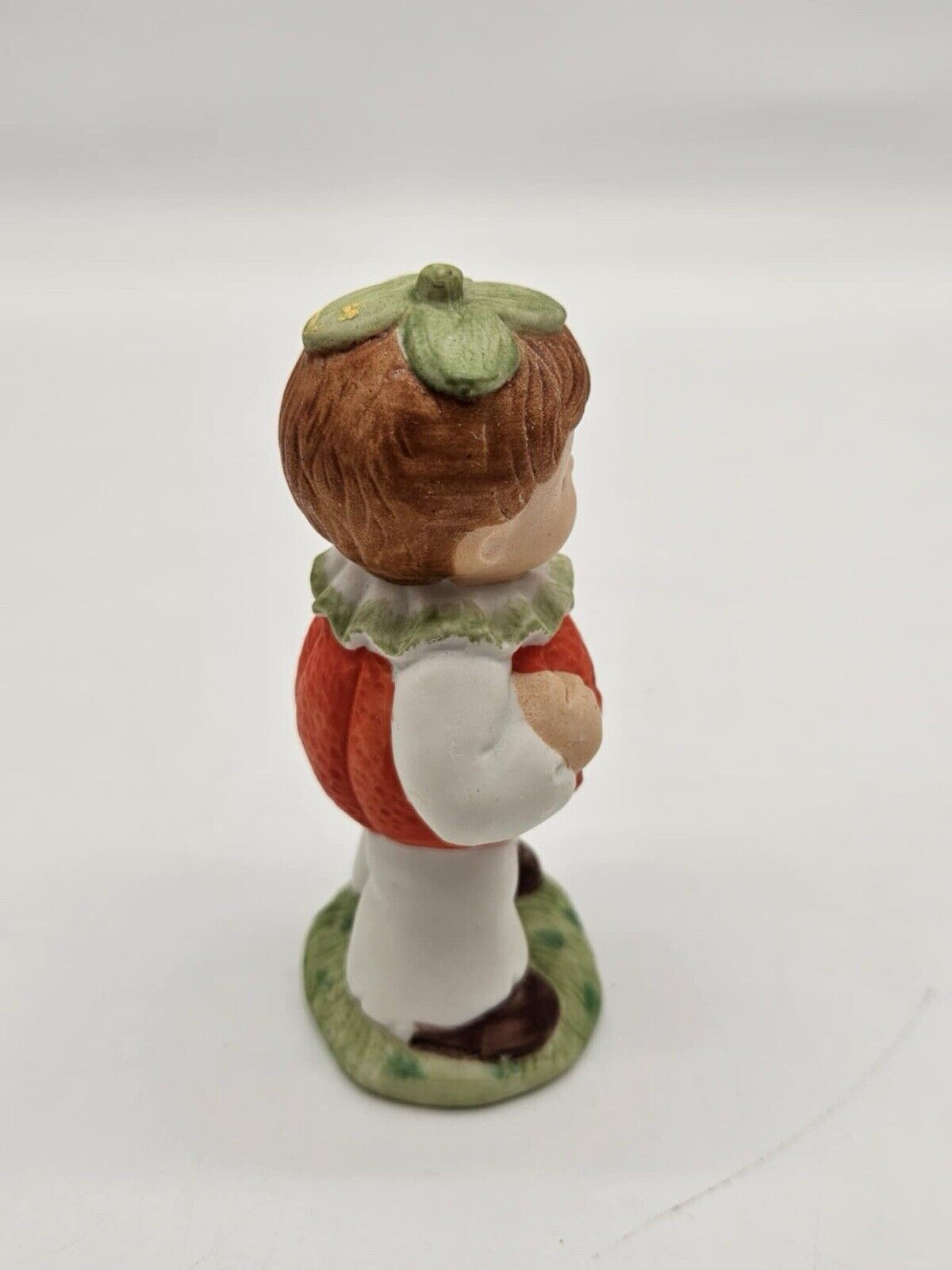 Vintage Halloween Ceramic PUMPKIN BOY in Jack-O-Lantern Costume Figurine - RARE