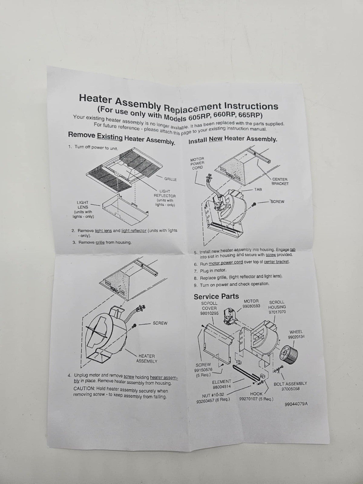 S97017648 Heater Motor Assembly Replacement for Broan Models 605RP 660RP