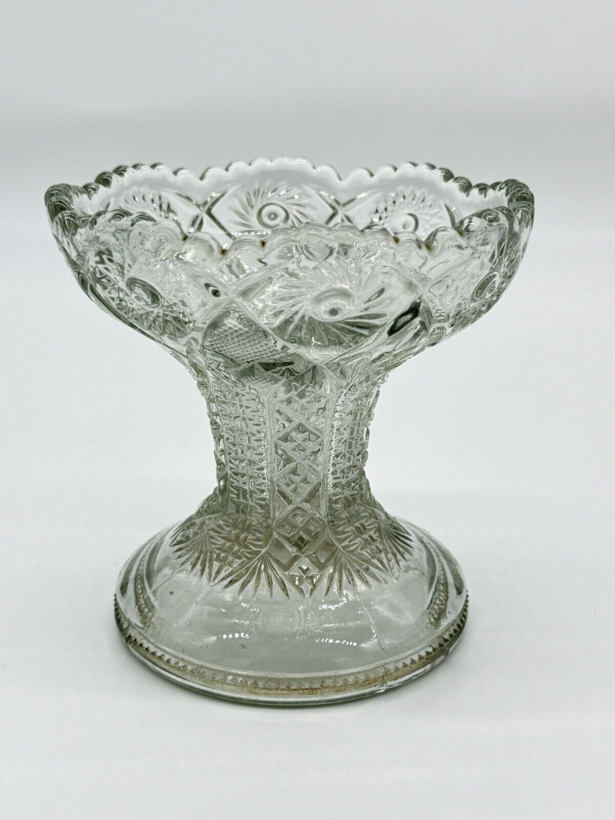 Vintage Cut Crystal Footed Bowl 5.5 " Tall
