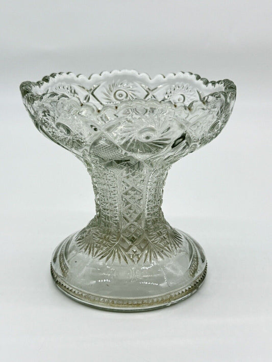 Vintage Cut Crystal Footed Bowl 5.5 " Tall