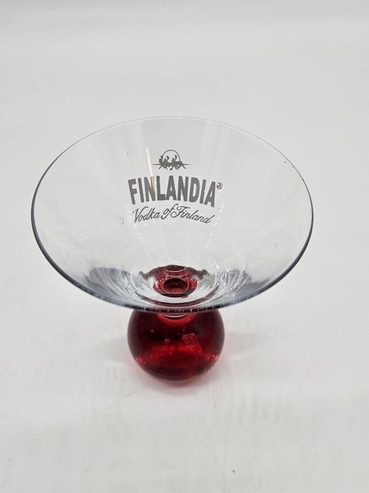 Single 1 Finlandia Martini Cocktail Red Bubble Base Glass