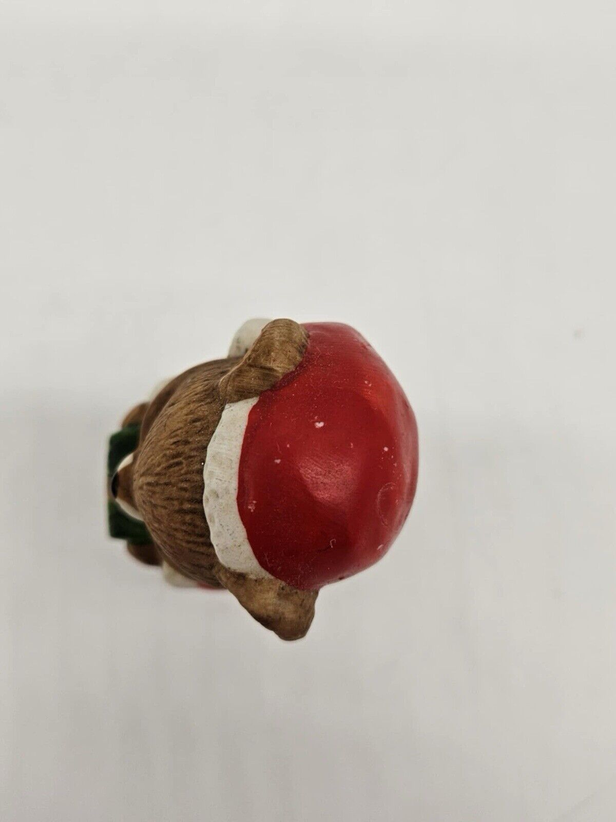 Lefton Christmas Bear Red Santa Suit Holding Green Present Figurine Vintage 3"H