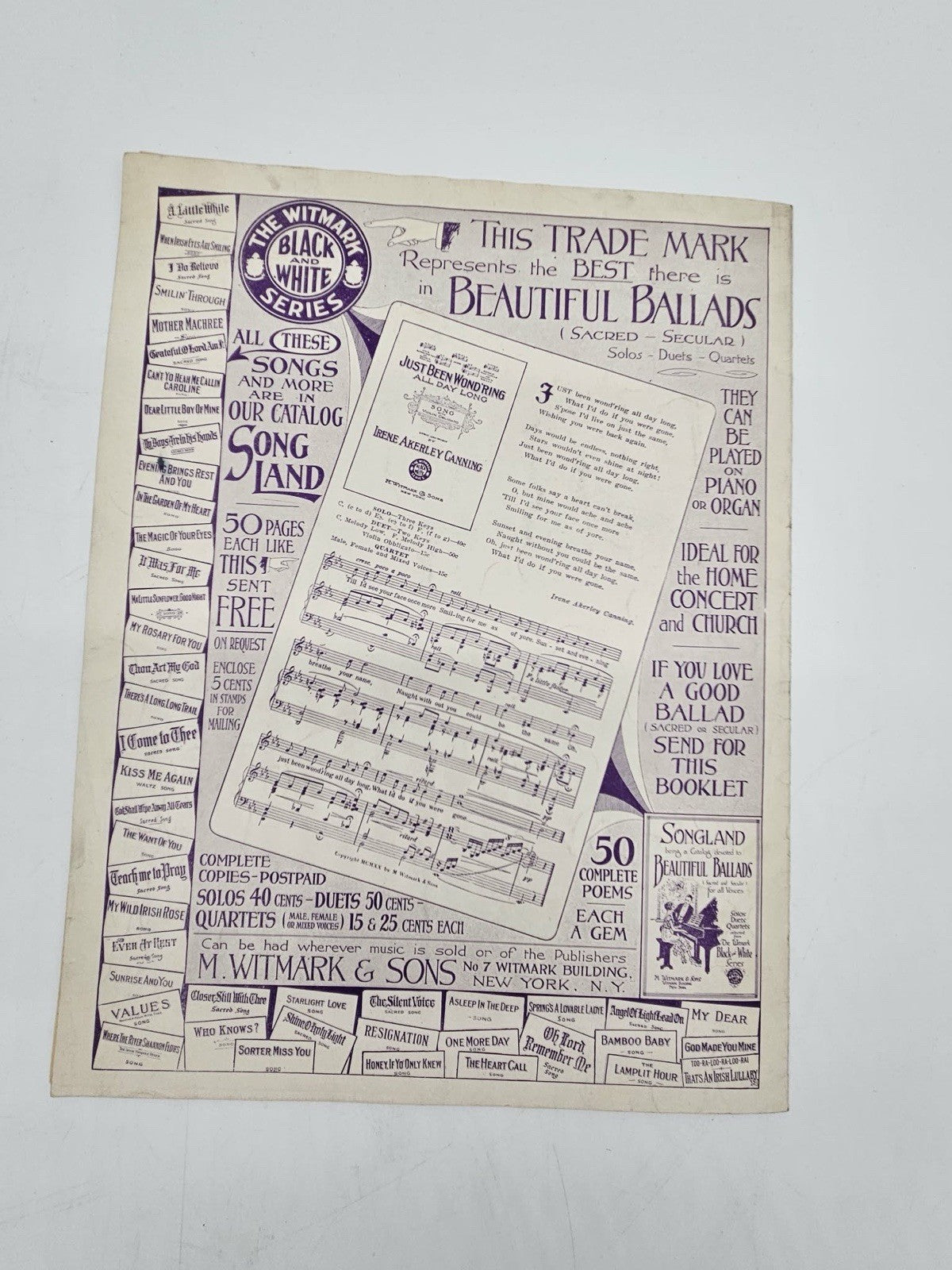 1922 "ANGEL CHILD" ART COVER SHEET MUSIC