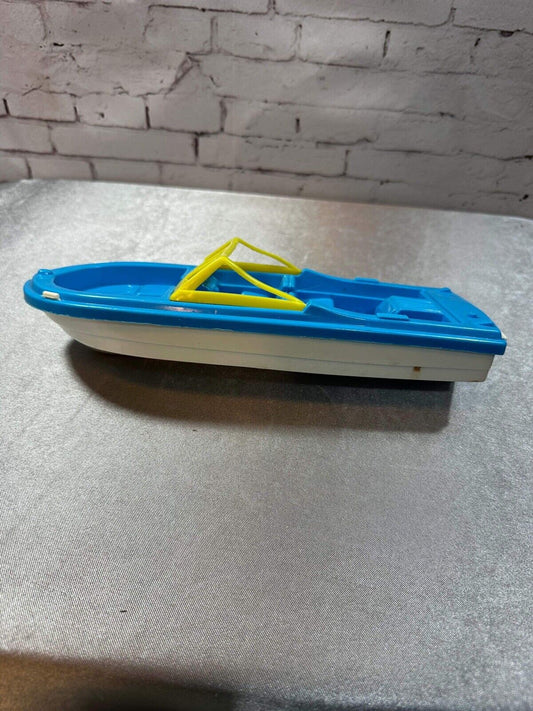 Vintage Toy Plastic Boat Blue, White, Yellow, Gay Toys Inc VTY 004
