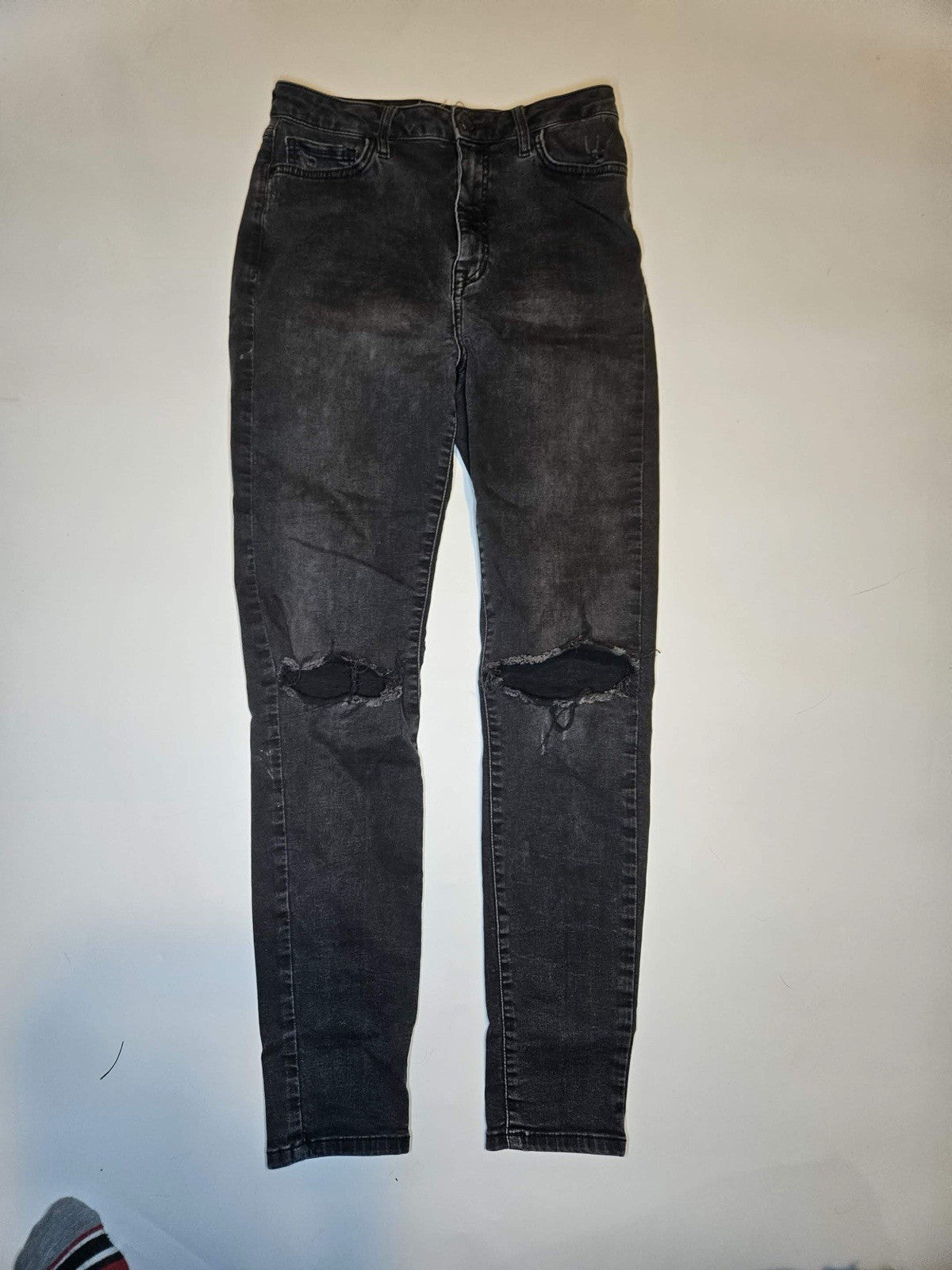 Forever 21 Black High Waisted Distressed Skinny Jeans Womens Size 25