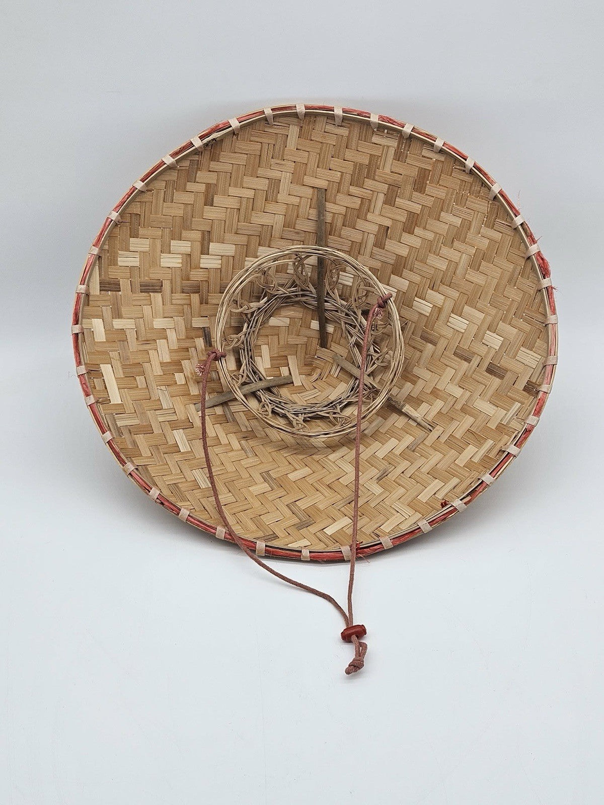 Vintage Woven Asian Rice Hat Bamboo Conical Farmer Hat