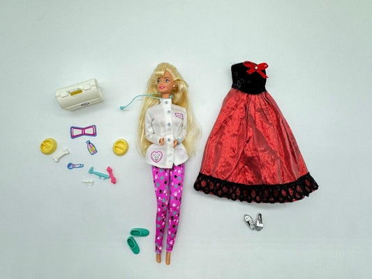 1996 Vintage Mattel Barbie PET DOCTOR Fashion Doll Vet Veterinarian w/ Xtra