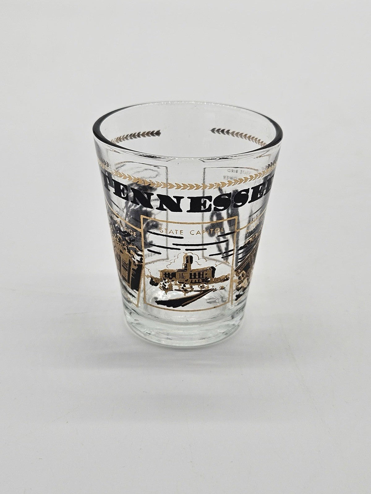 Winningen Mosel Germany Weinhxenbrunnen Gold Rim Shot Glass