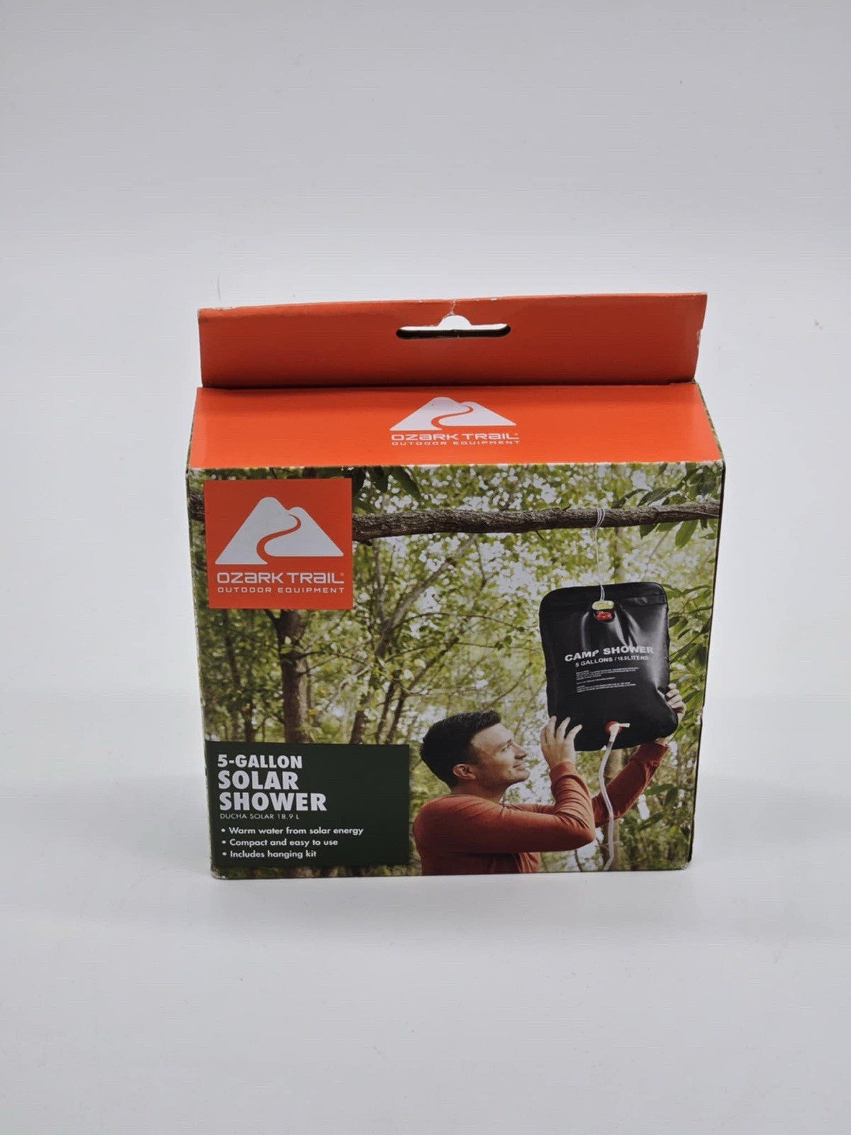 New Ozark Trail 5-Gallon Solar Compact Camp Shower w/Hanging Kit