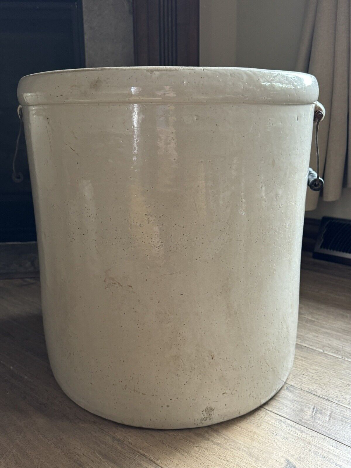 Antique Red Wing Union Stoneware 15 Gallon Crock W/ Wooden Handles