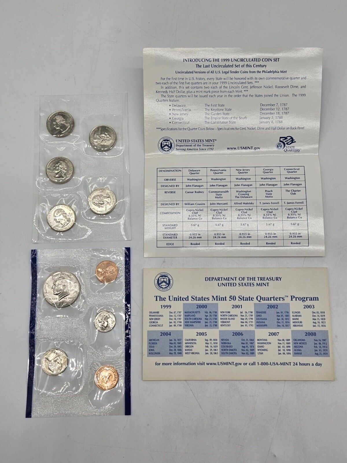 Lot of 6 1999 Uncirculated Coin Set U.S Mint Original Government Packaging JB01
