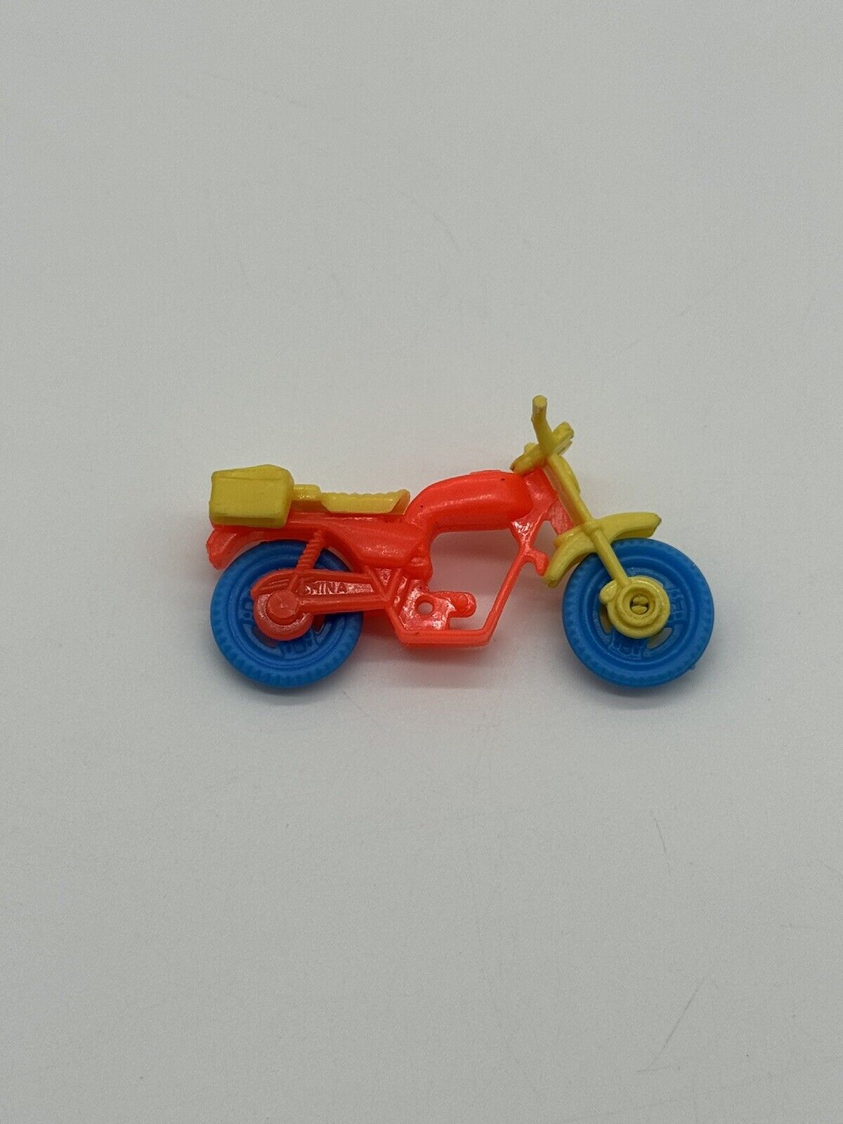 Vintage Red Plastic Motorcycle Toy Blue Moving Wheels