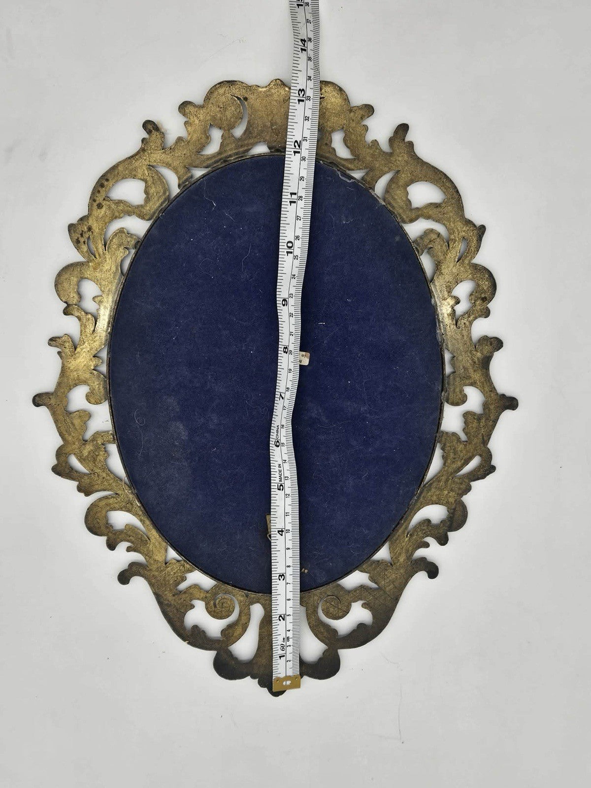 Vintage MCM Brass Ornate Made In ITALY Brass Frame Dark Floral Botanical