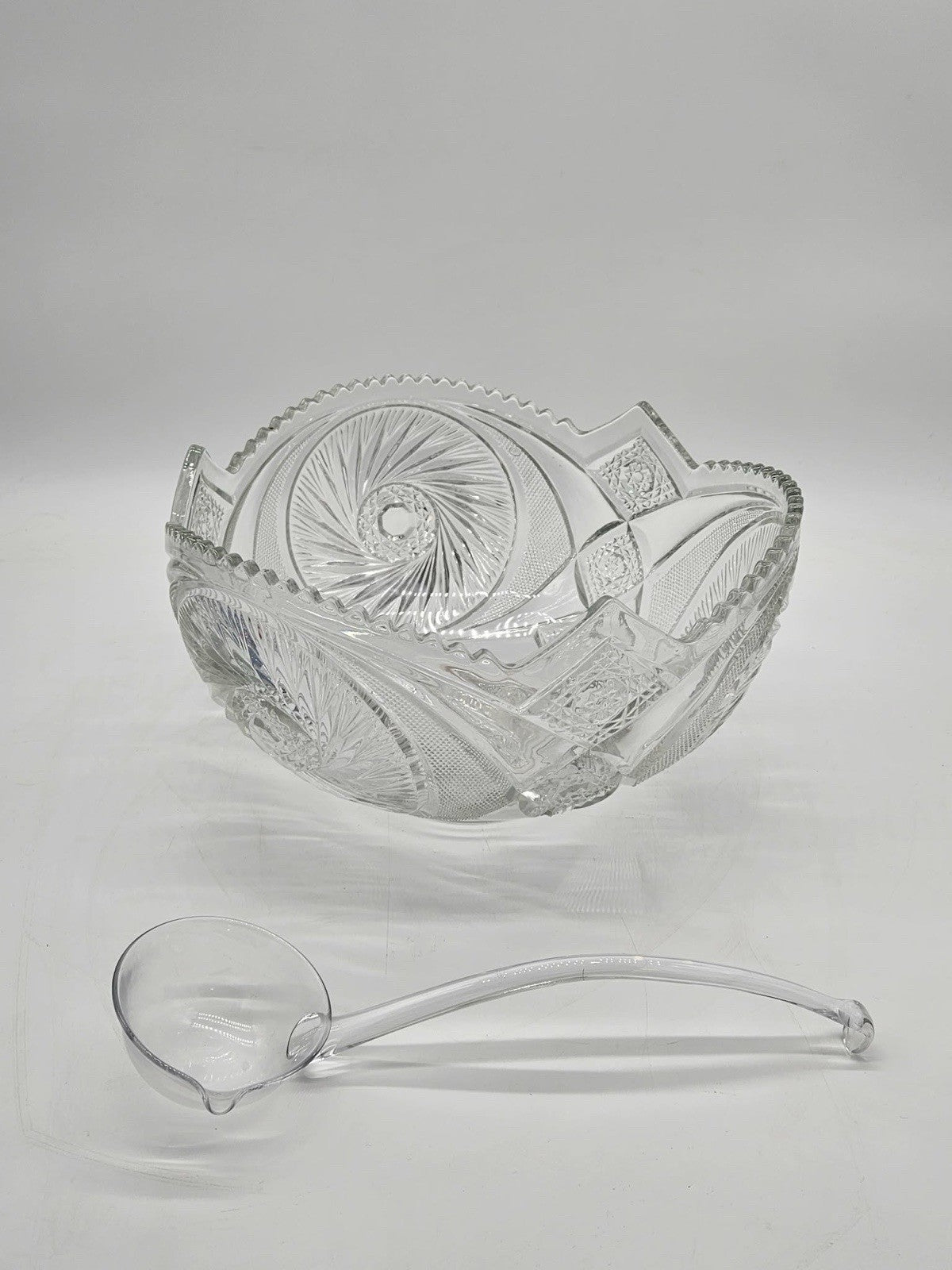 Antique L.E. Smith Aztec PunchBowl Set w/ 10 Cups & Ladle