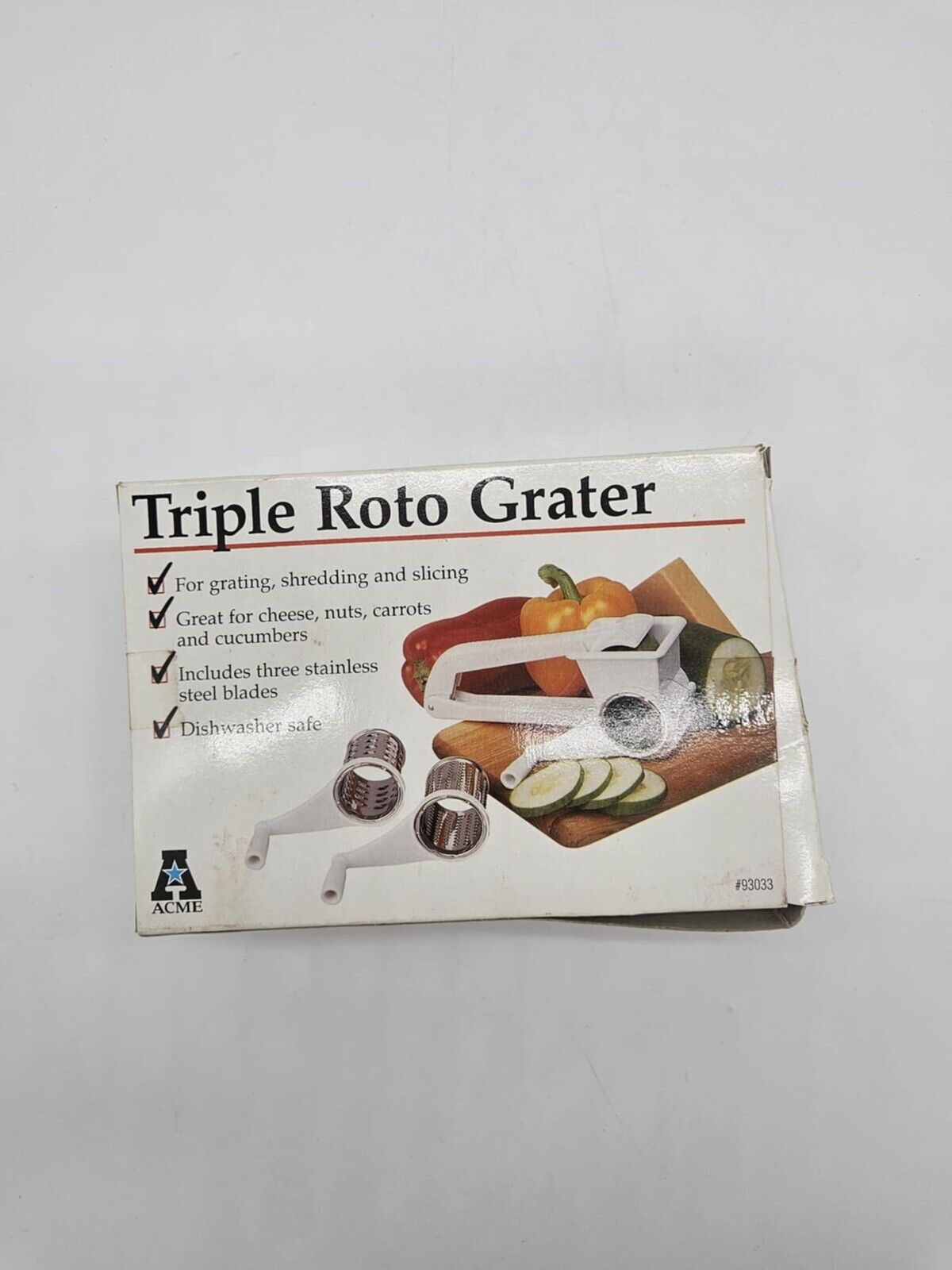 Vintage Hoan Triple Roto Grater 3 Drums & Handle Stainless new Unused